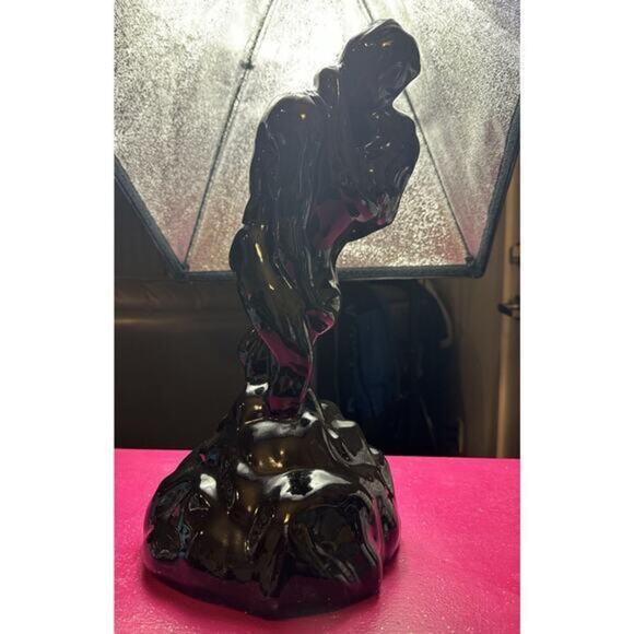 1960s Vintage Mid Century Modern “The Lovers” Ceramic Statue In Black LARGE 16in - Picture 15 of 16